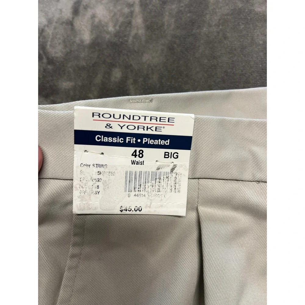 NWT Roundtree & Yorke Mens Classic Fit Pleated Shorts tan‎ Big & Tall Size 48